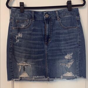 AE Denim Distressed Skirt